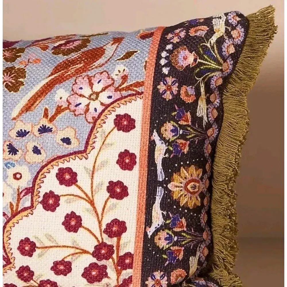Anthropologie Pippa Cotton Printed Floral Pillow Nwts 12 In By 27 In